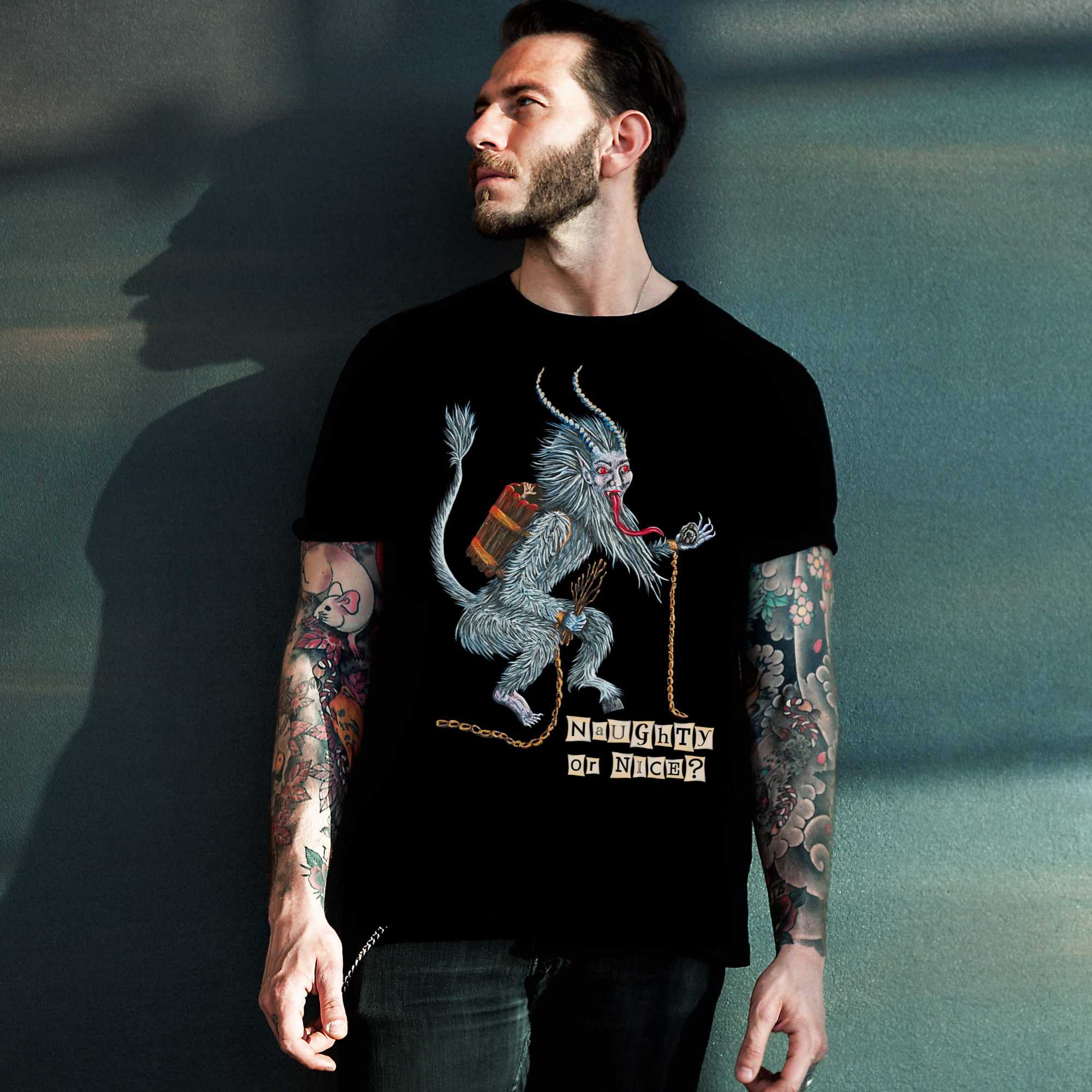 Hannah Kate Makes - Wholesale T-Shirt (Graphic) - Unisex - Krampus T-shirt - Black - 100% Cotton - Regular/Fitted Tee4