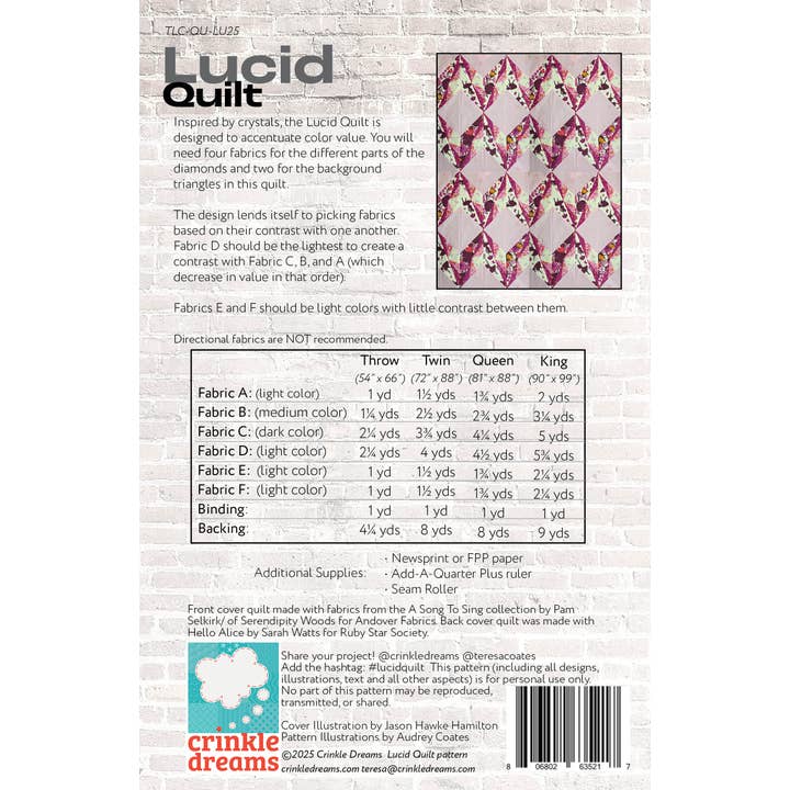 Crinkle Dreams - Wholesale Craft Sewing Kit - Lucid Quilt Sewing Pattern1