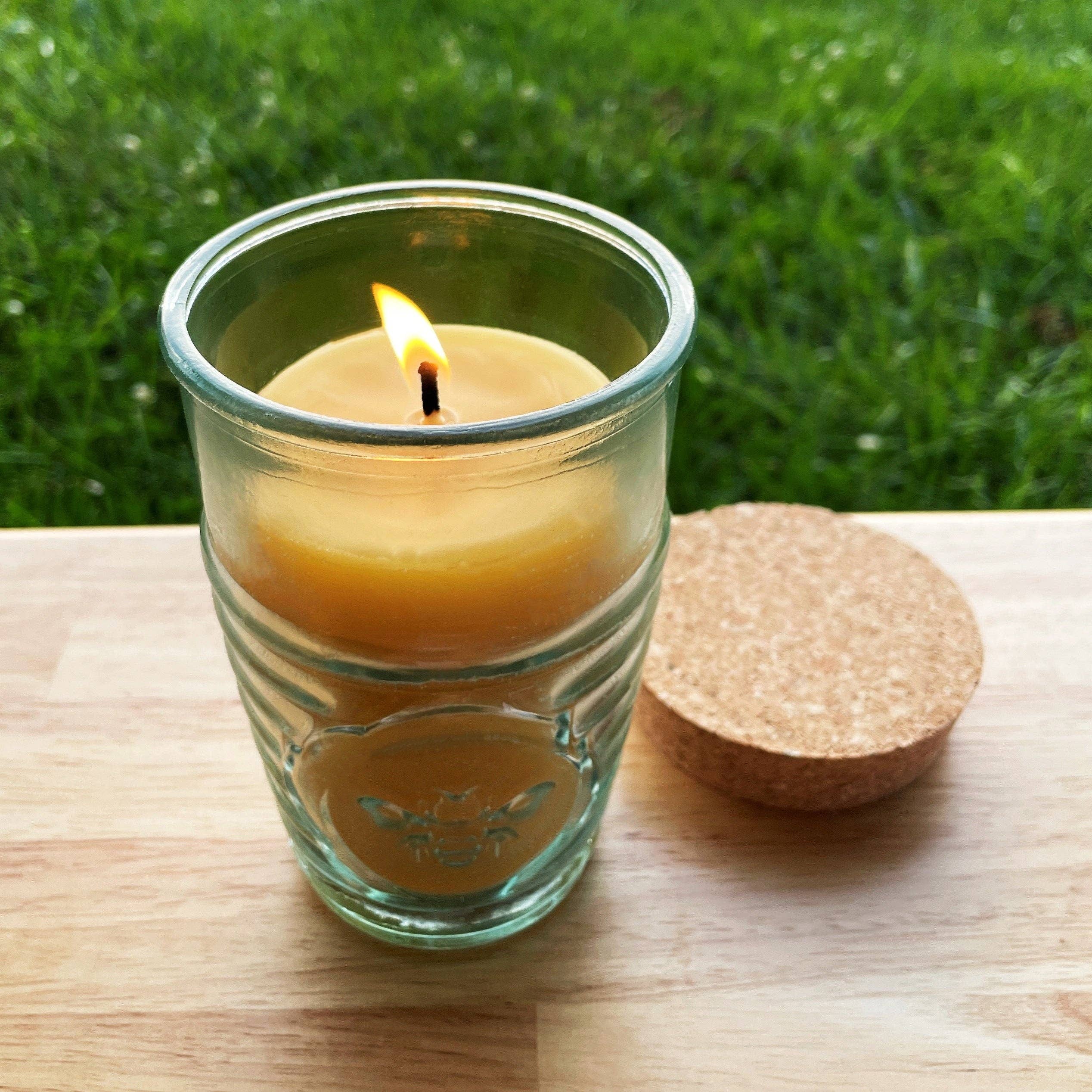 Bees Light Candles - Wholesale Jar/Filled Candle - Beeswax Candle in Honeybee Glass Jar 100% All Natural Bees Wax | Spanish Recycled Glass Ecofriendly Pure Cotton Wick Candles Gift | Cork Lid14