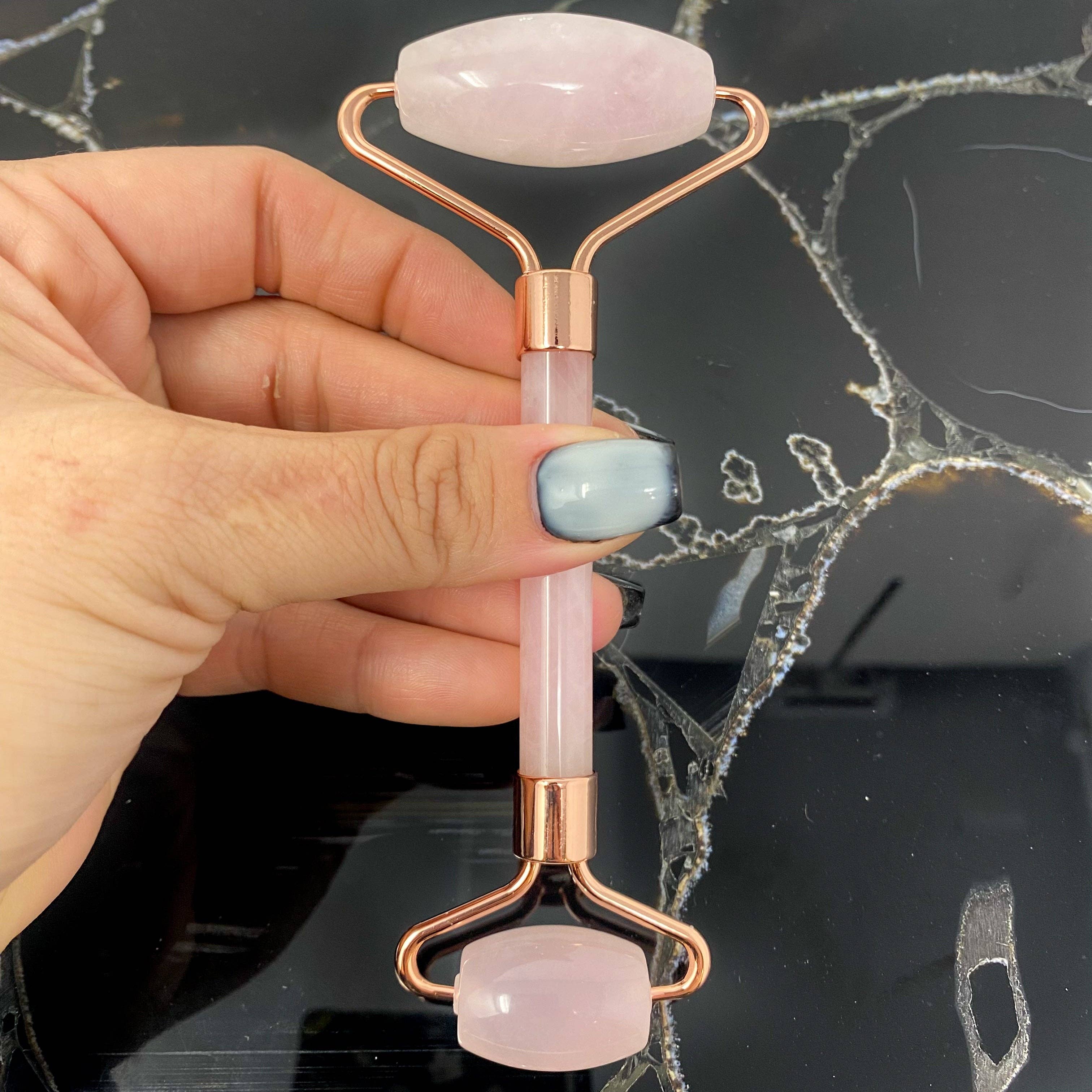 The Crystal Tabby - Wholesale Face/beauty roller - Rose Quartz Facial Roller -1 Roller1