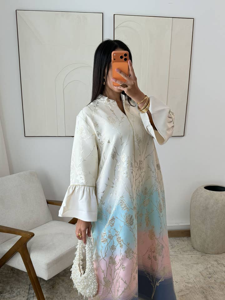 Zohra X407 Farbverlauf Kleid für den Großhandel von White Icy