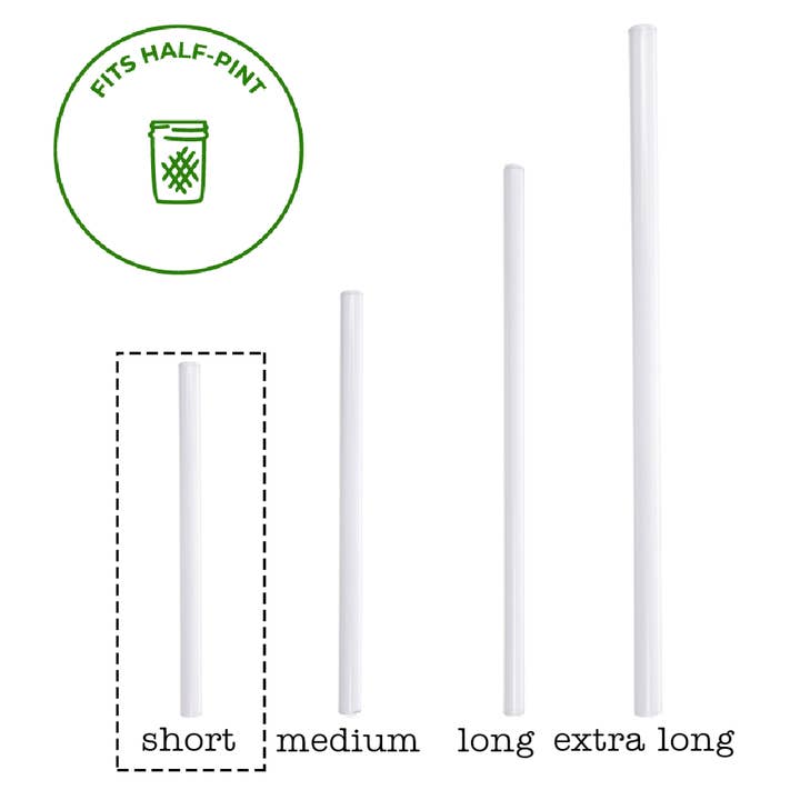 Mason Jar Lifestyle - Wholesale Drinking Straw - Short Glass Straws for Half Pint Mason Jars