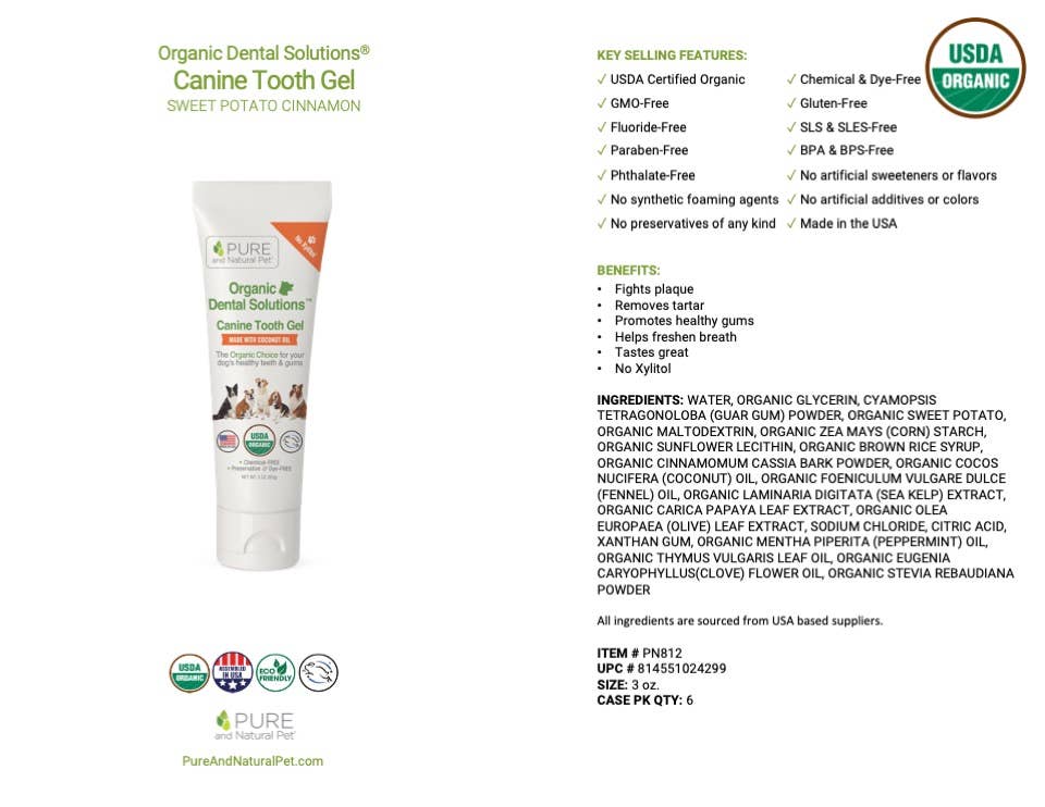 Pure and Natural Pet - Wholesale Pet Toothpaste - Dog - Tooth Gel for Dogs - Organic Dental Solutions®1