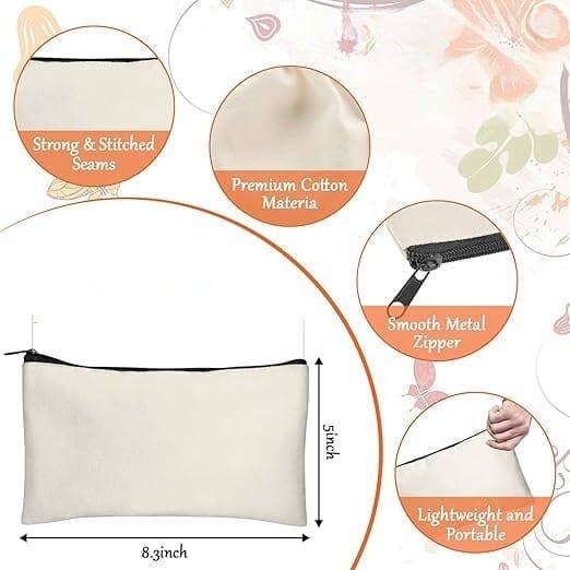 Alo Organic International - Wholesale Pencil case/pouch - Blank DIY Craft Canvas Pencil Case - Makeup Pouch 8.3x5 Inch1