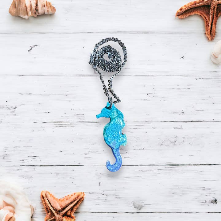 Three Dandelion Wishes - Wholesale Pendant/Charm Necklace - Hand Painted Seahorse Necklace7