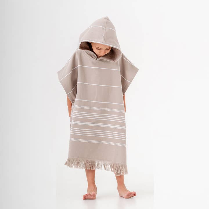 Beige Hooded Poncho Surf Changing Swimming Beach Towel Terrybacked for wholesale on Faire