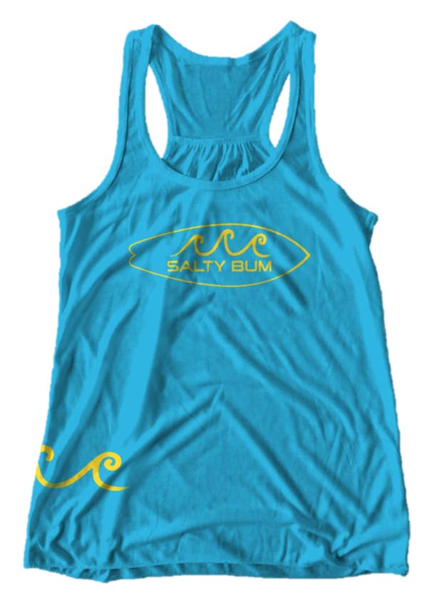The Surf’s Up Tank Turqoise for wholesale by Salty Bum