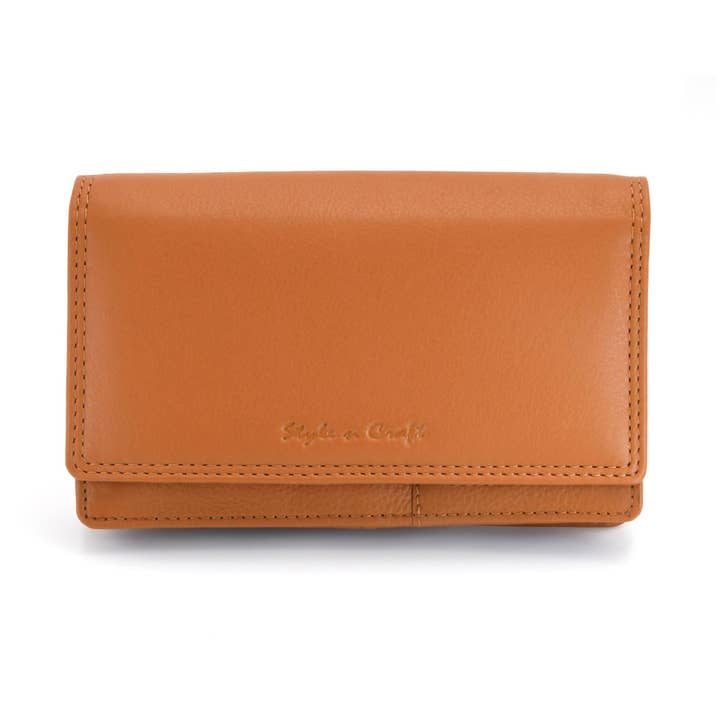 300956 Compact Leather Clutch Wallet for Ladies in Tan Color | Style n Craft for wholesale by Style n Craft