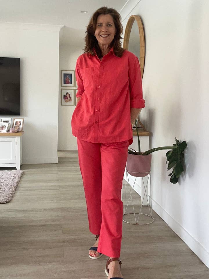 Hi Handmade - Wholesale Top & pants set (NOT Loungewear) – Women's - Linen Coord Set- Peach Pink1