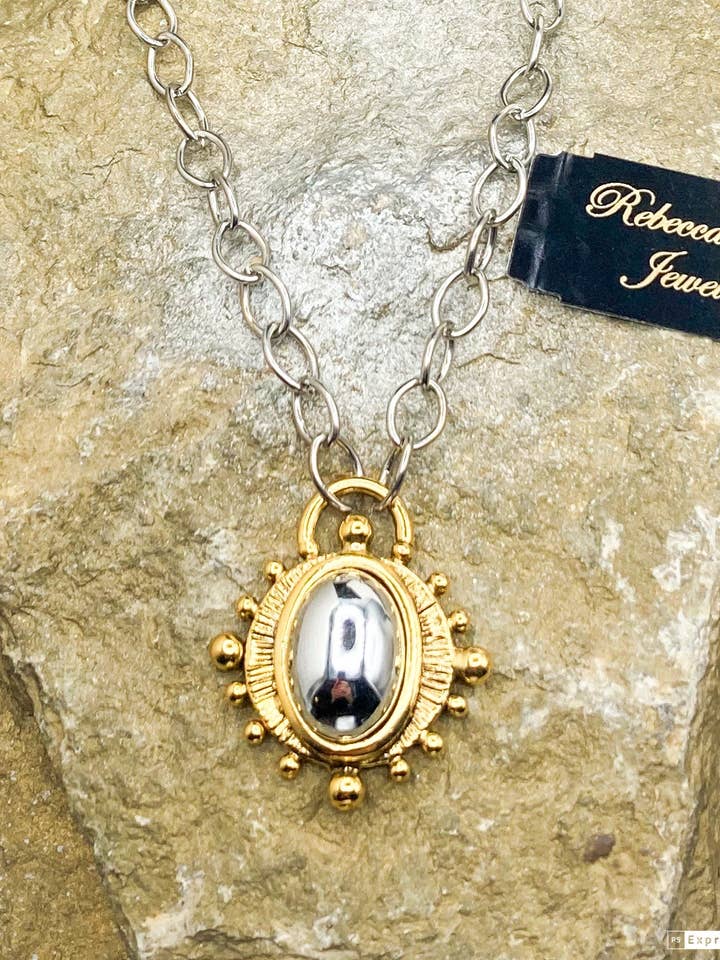 Boho Two Toned Dome Necklace for wholesale by Rebecca Ray Jewelry