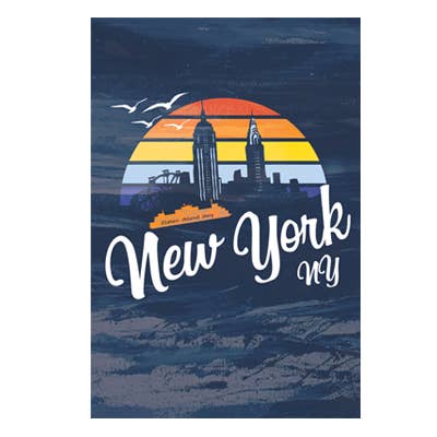 Carte postale du surfeur arc-en-ciel de New York pour la vente par Happy Place by Lola Star