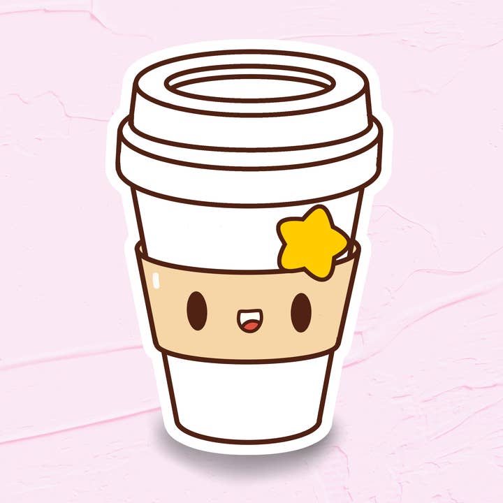 Adesivo Kawaii American Coffee per la vendita all'ingrosso da parte di Little Witch Studios