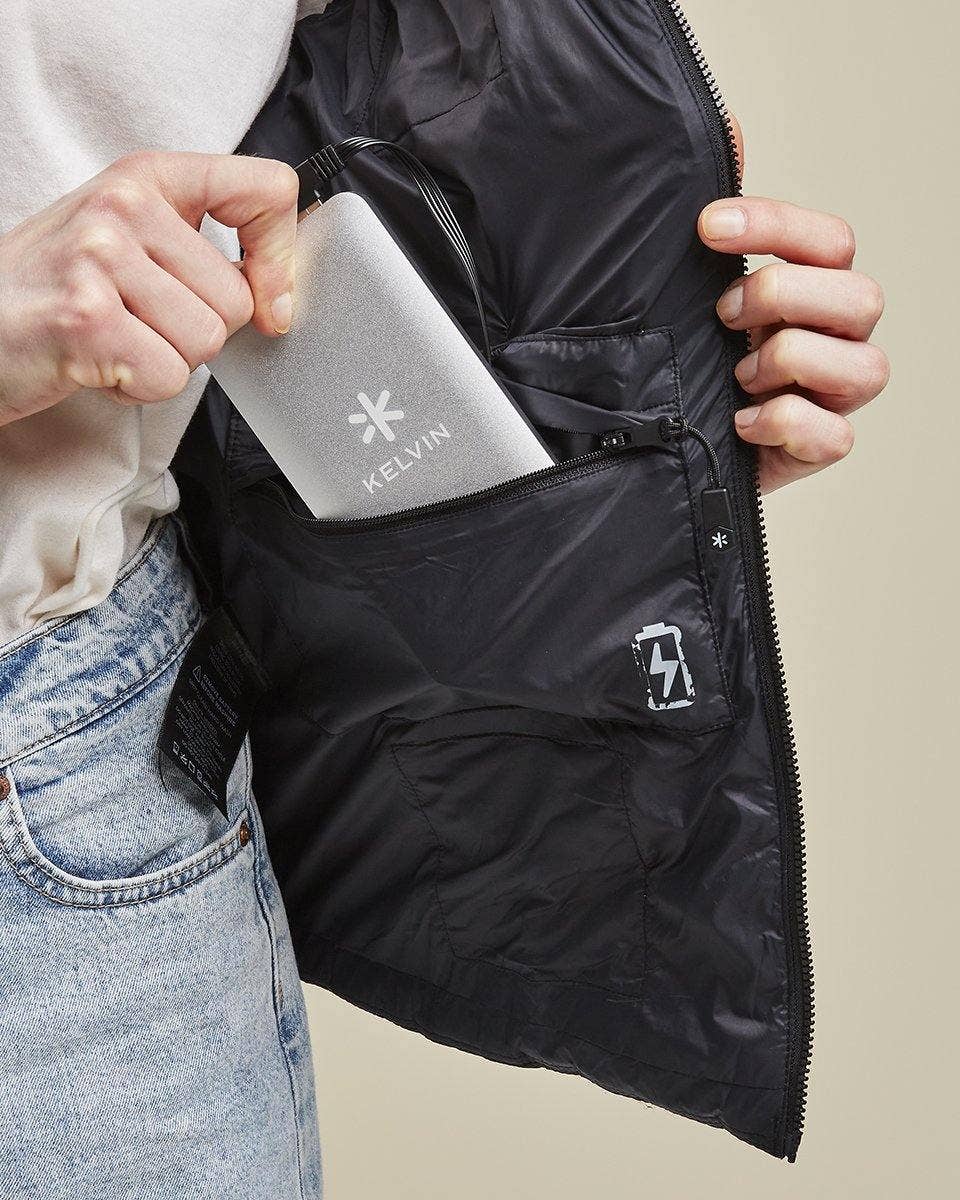 Kelvin Coats – Puffer Jacket - Mulher por atacado – Casaco Aura Aquecido Aquecido Preto7