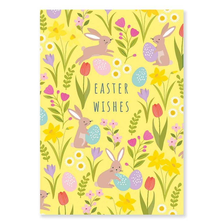 Klara Hawkins - Wholesale Easter Card - Spring bunny and floral patterned Easter card1