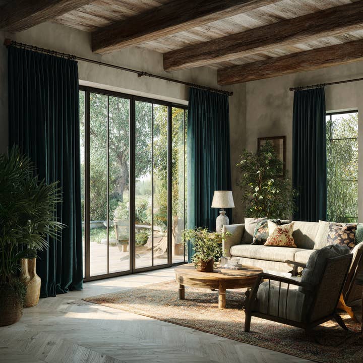 Dark Jade Green Velvet Blackout Curtains – Fully Blackout Drapes for wholesale by North Curtain