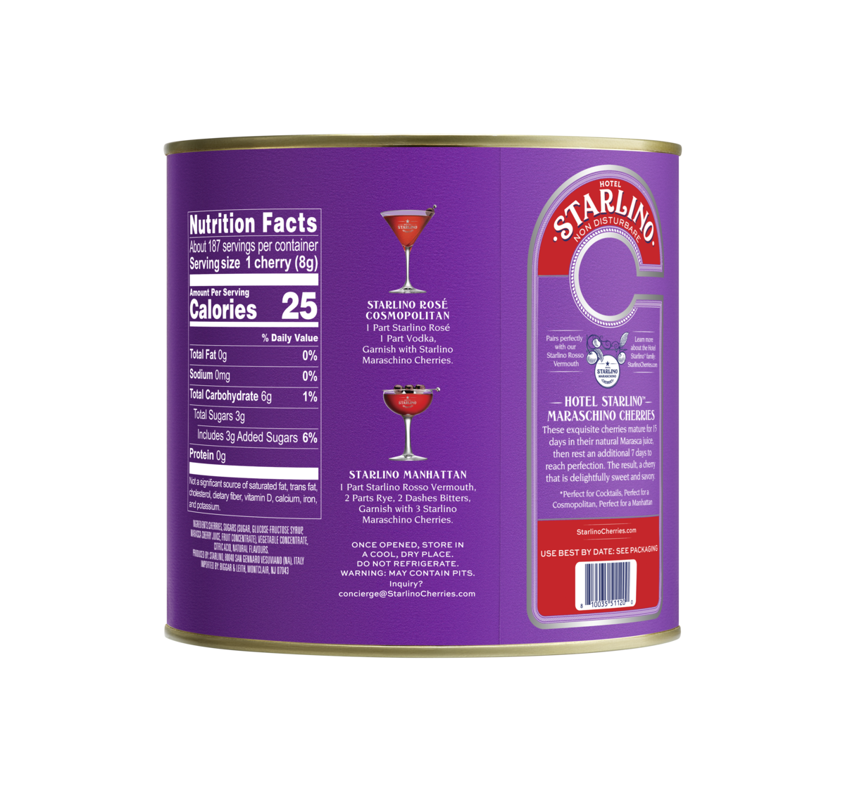 Hotel Starlino Italian Maraschino Cherries - Wholesale Preserves - Hotel Starlino Italian Maraschino Cherries 3kg Tin2