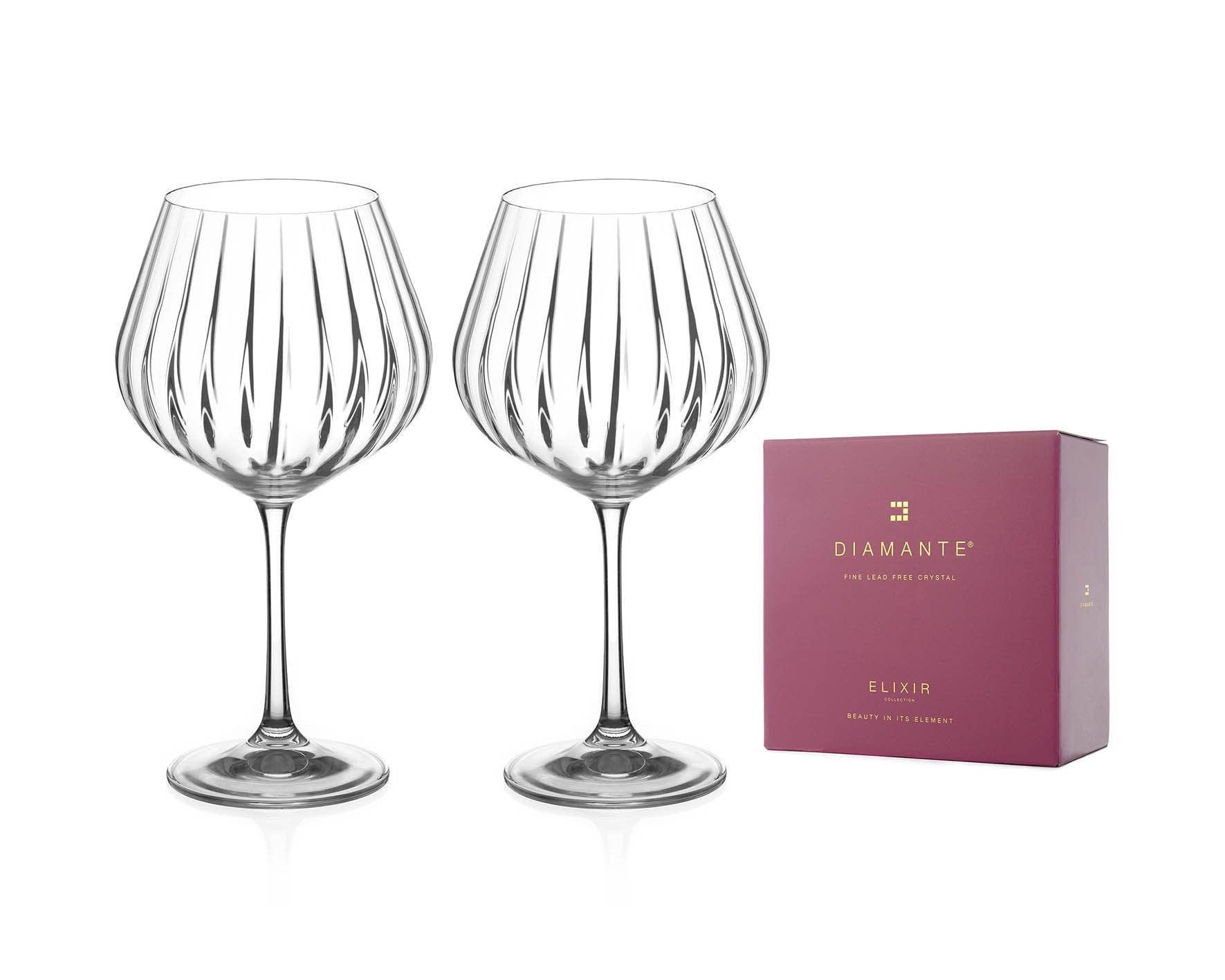 DIAMANTE - Wholesale Cocktail/Liquor Glass - Mirage Crystal Gin Glasses With Optic Effect - Set Of 21