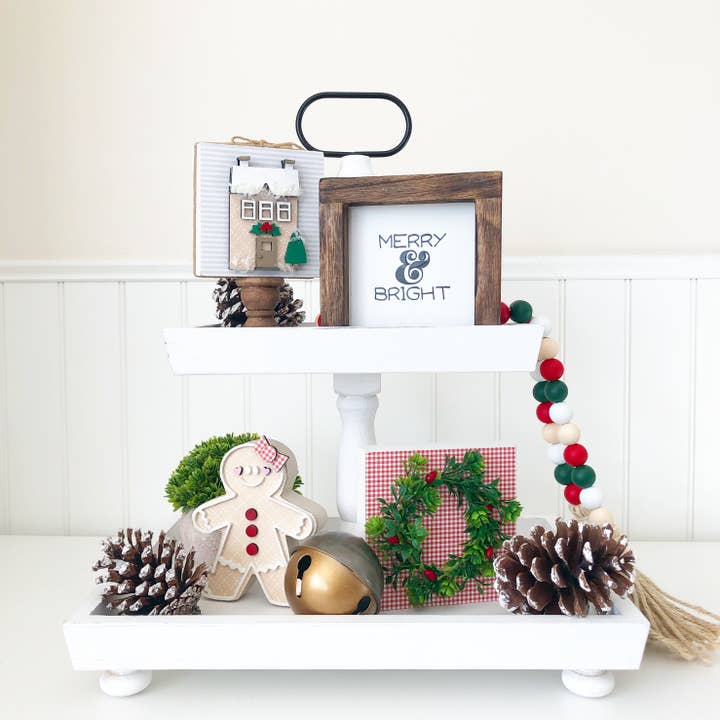 Foundations Decor - Wholesale Decorative Tray - Foundations Decor Tiered Tray - Distressed White Rectngl 15"