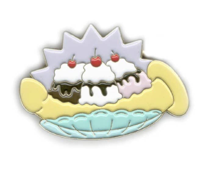 Microcosm Publishing & Distribution - Wholesale Lapel Pin/Button - Banana Split Dildo Enamel Pin1