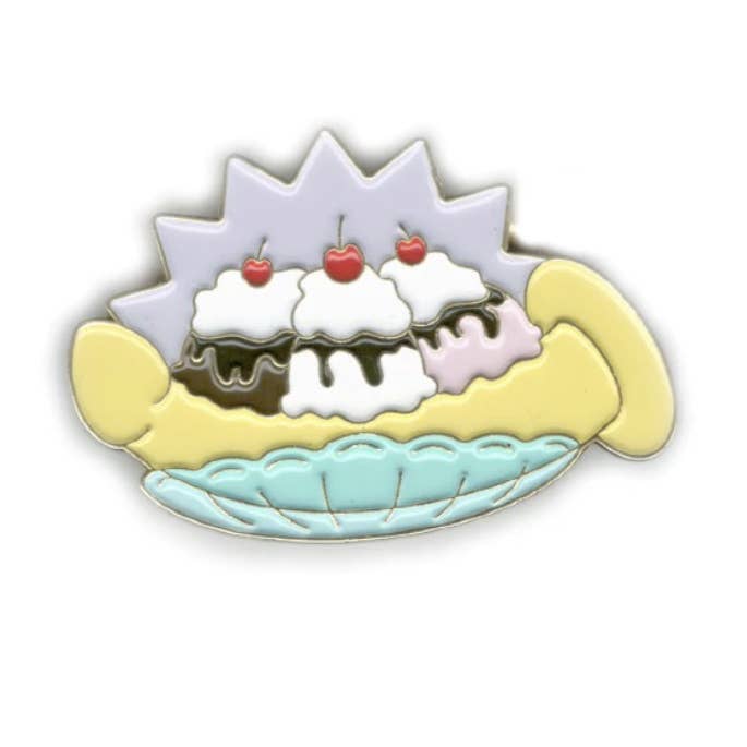Microcosm Publishing & Distribution – wholesale Lapel pin/button – Banana Split Dildo Enamel Pin1