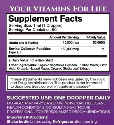 Tropical Oasis - Wholesale Oral Supplement/Vitamin - Liquid Biotin & Collagen Drops2