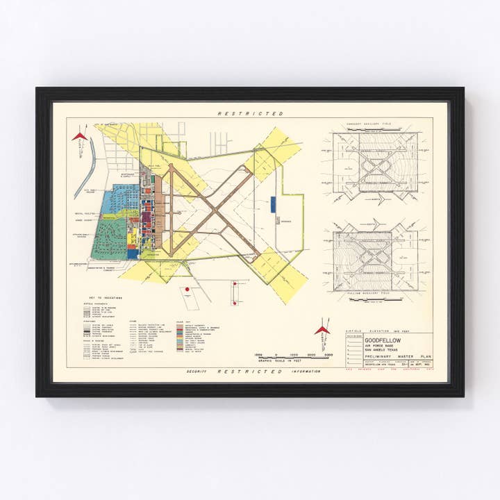 Ted's Vintage Art - Wholesale Map - Vintage Map of Goodfellow Air Force Base, 1952