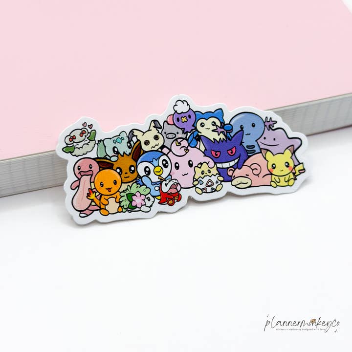 Pegatina de vinilo troquelada en grupo de Pokémon de Pocket Planner Pal | Mate para venta al por mayor de Plannermonkeyco