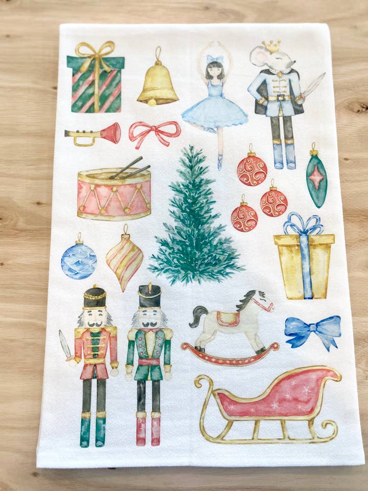 Torchon à vaisselle Nutcracker Flour Sack pour la vente par Lenny Lane