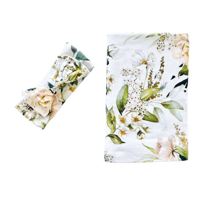 Mini & Me - Wholesale Swaddle Set - Baby - Mini & Me Organic Jersey Baby Wrap Set Ivy - Clearance