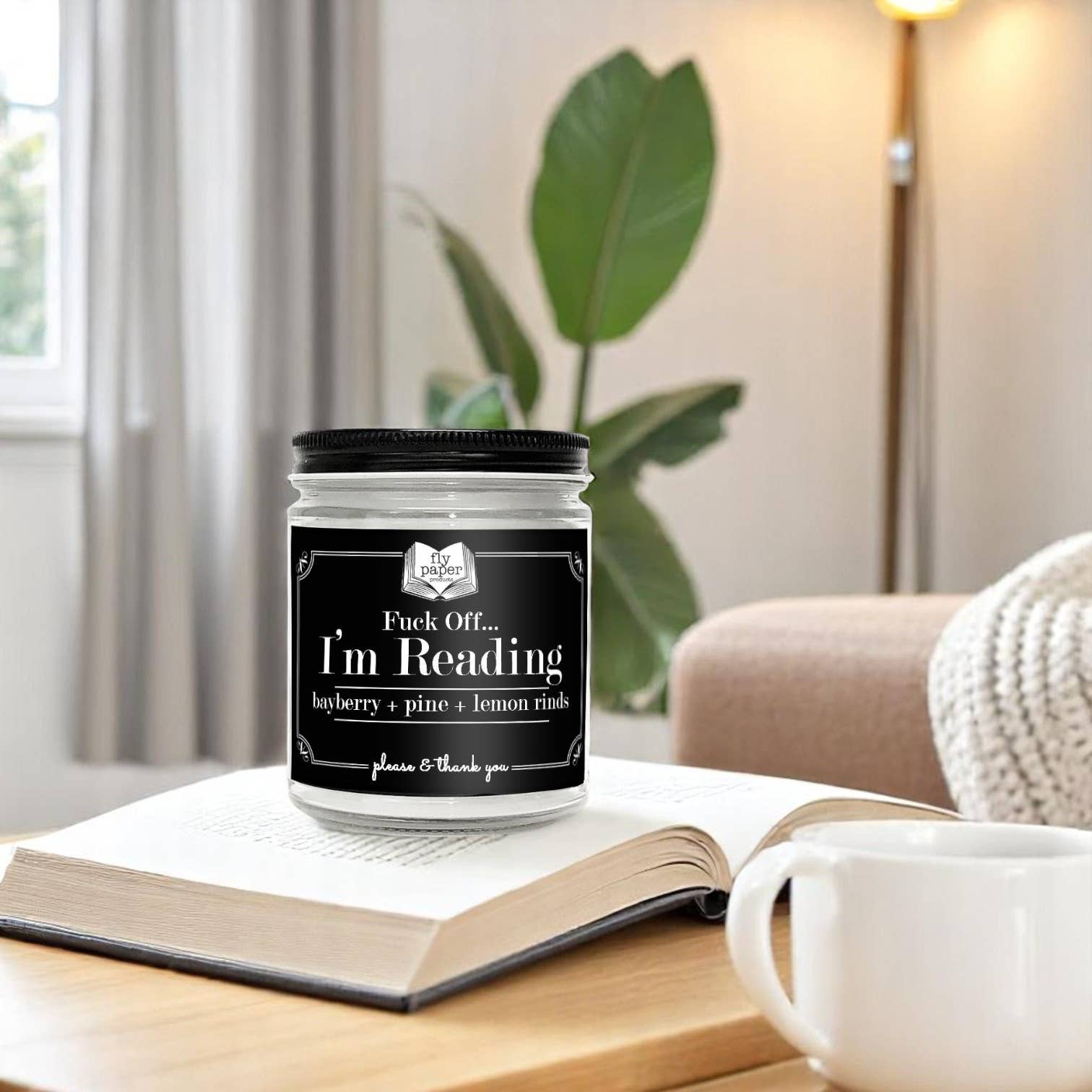 Fly Paper Products - Wholesale Jar/Filled Candle - F... Off I'm Reading 9oz Glass Candle Bayberry + Pine1