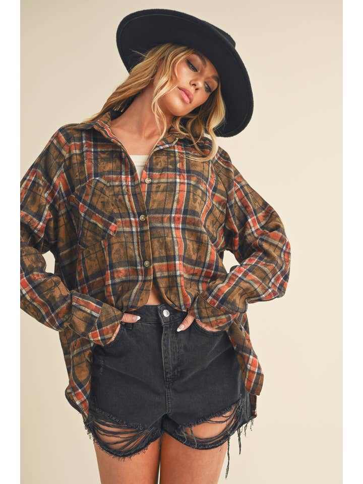 AEMI + CO – wholesale Tröja med knappar – Dam – 8323DN Laura skjorta i tvättat rutigt flanelltyg33