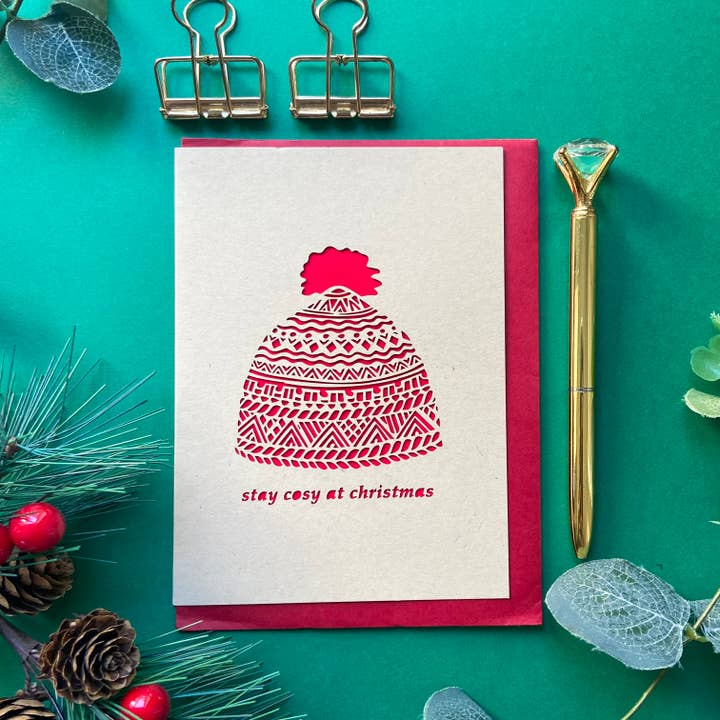 Beanie-Weihnachtskarte, Nordische Feiertagskarte, Blank Christmas für den Großhandel von Chow's Stories