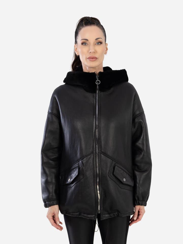 Adira Shearling Jas voor wholesale door Cuir Dimitri