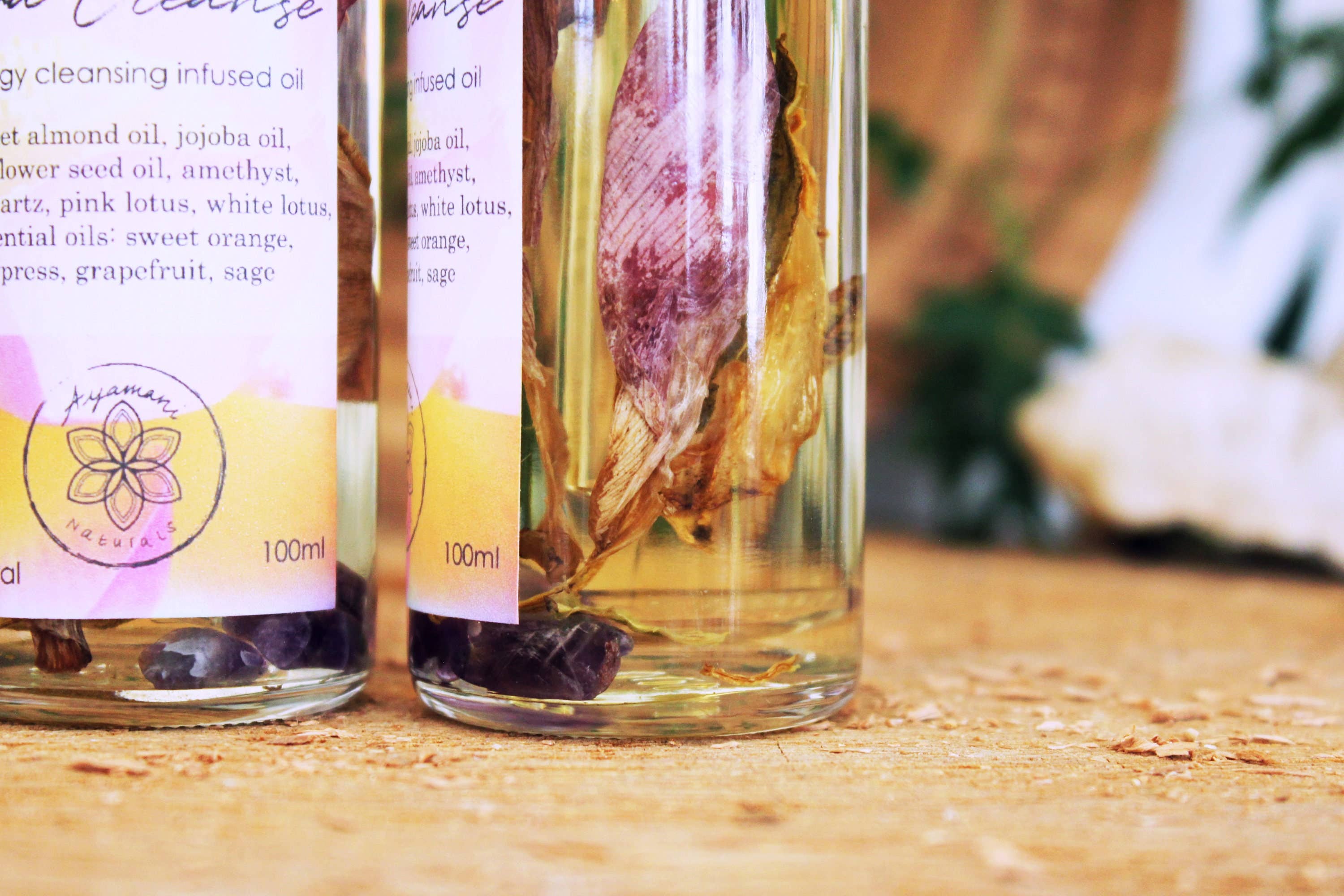 Ayamani Naturals - Vendita all'ingrosso Olio bagno/corpo - Olio Aura Cleanse con loto rosa e ametista3