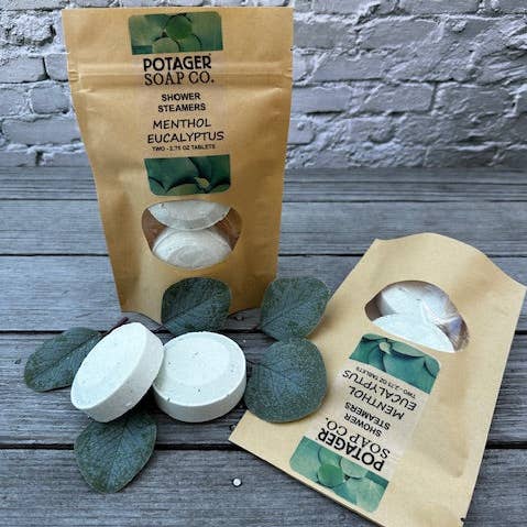 Potager Soap Company - Wholesale Shower Steamer/Bomb - Shower Steamer - Menthol Eucalyptus - 2 pk1