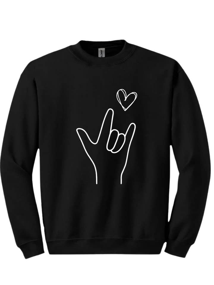Lil' Grace - Wholesale Graphic Sweatshirt - Unisex - "I Love You" American Sign Language (ASL) Crewneck Sweatshirt - Unisex