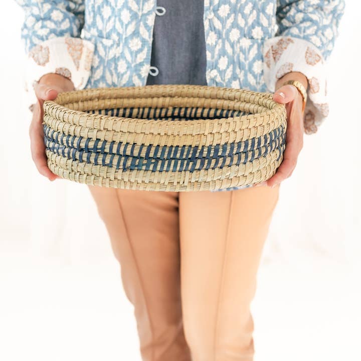 Rahab's Rope - Wholesale Bread Box - Oval Basket Weave Blue Bread Warmer