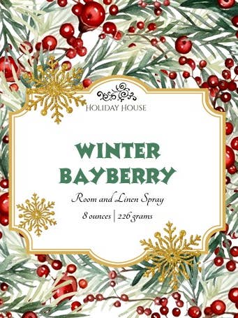 Winter Bayberry Room Spray for wholesale by Holiday House Interiors