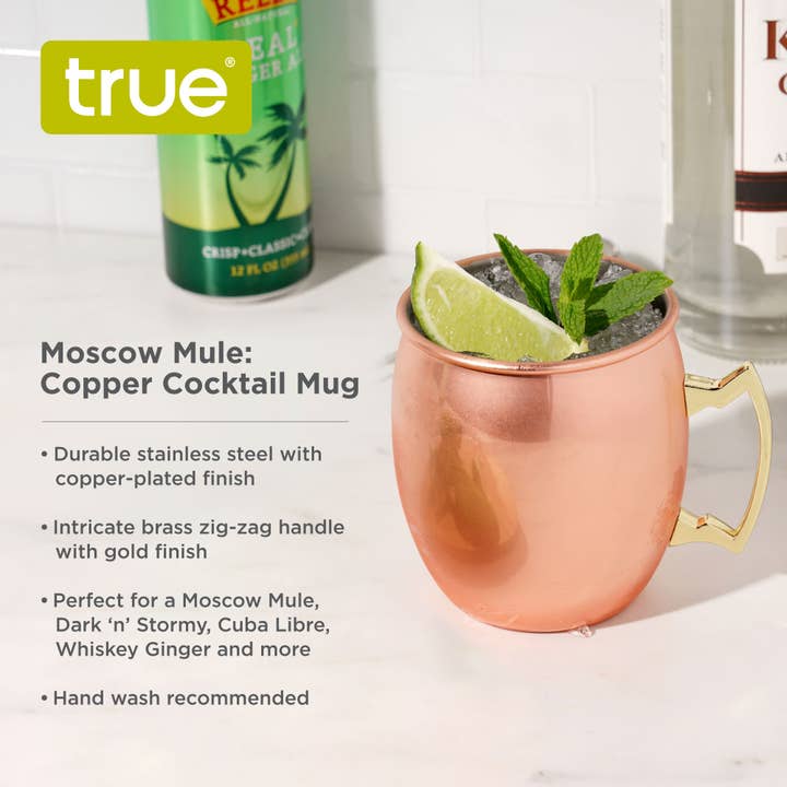 TRUE - Vente Verres à cocktail/alcool - Tasses à cocktail Moscow Mule en acier inoxydable plaqué cuivre4