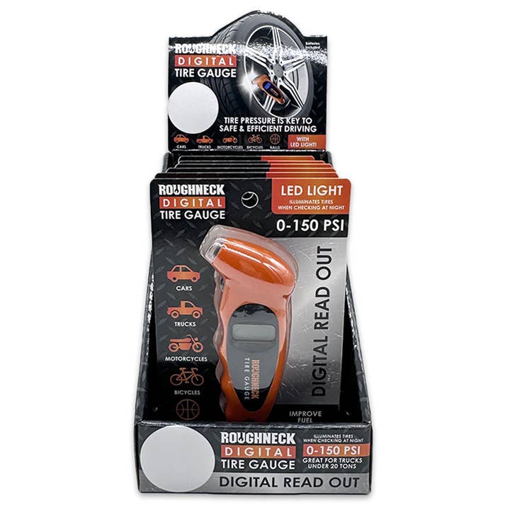 Novelty Brands - Wholesale Retailer Display - Home & Living - Roughneck Small Digital Tire Gauge- 6/Display1