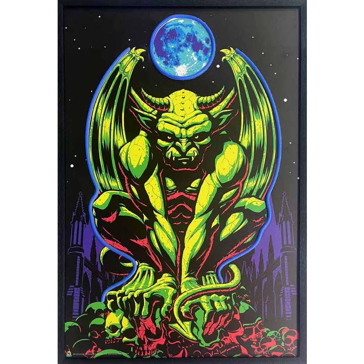 Scorpio Posters - Wholesale Canvas Art - Gargoyle Framed Neon Light Canvas Print (24"x36")2