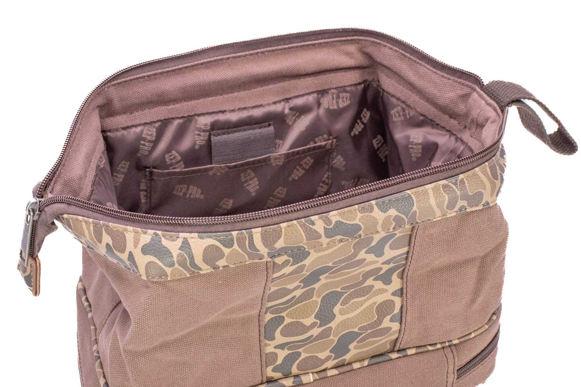 Buck Brown Waxed Canvas Old School Camo Men's Toiletry Dopp Bag. for wholesale on Faire2
