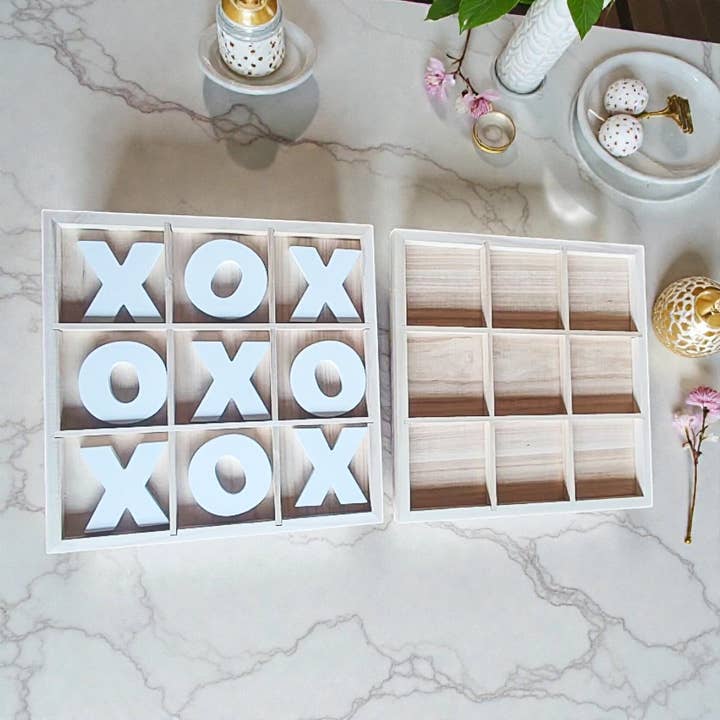 Gia Roma - Wholesale Decorative Tabletop Object - Wooden Tabletop Game + Decor, Tic Tac Toe Wood Game, Rustic51