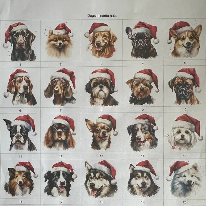 Storms Style - Wholesale Ornament - Dogs in Santa Hats Velvet Christmas Decorations - 100 breed