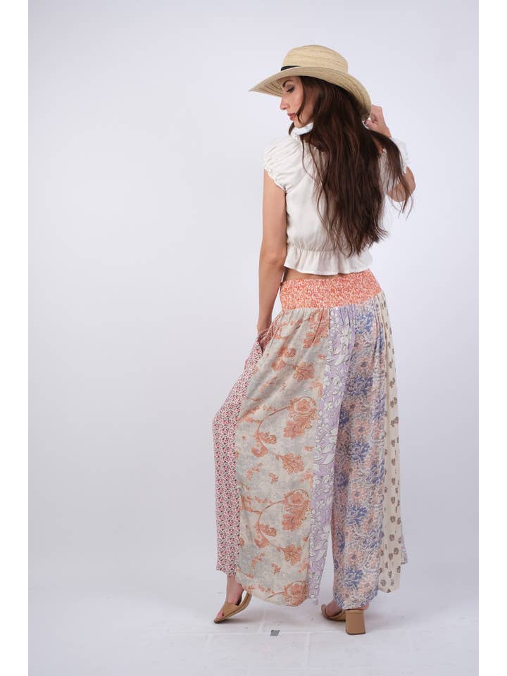 Sacred Threads - Wholesale Pants - Women's - Rosy Mosaic Patchwork Palazzo Pants
