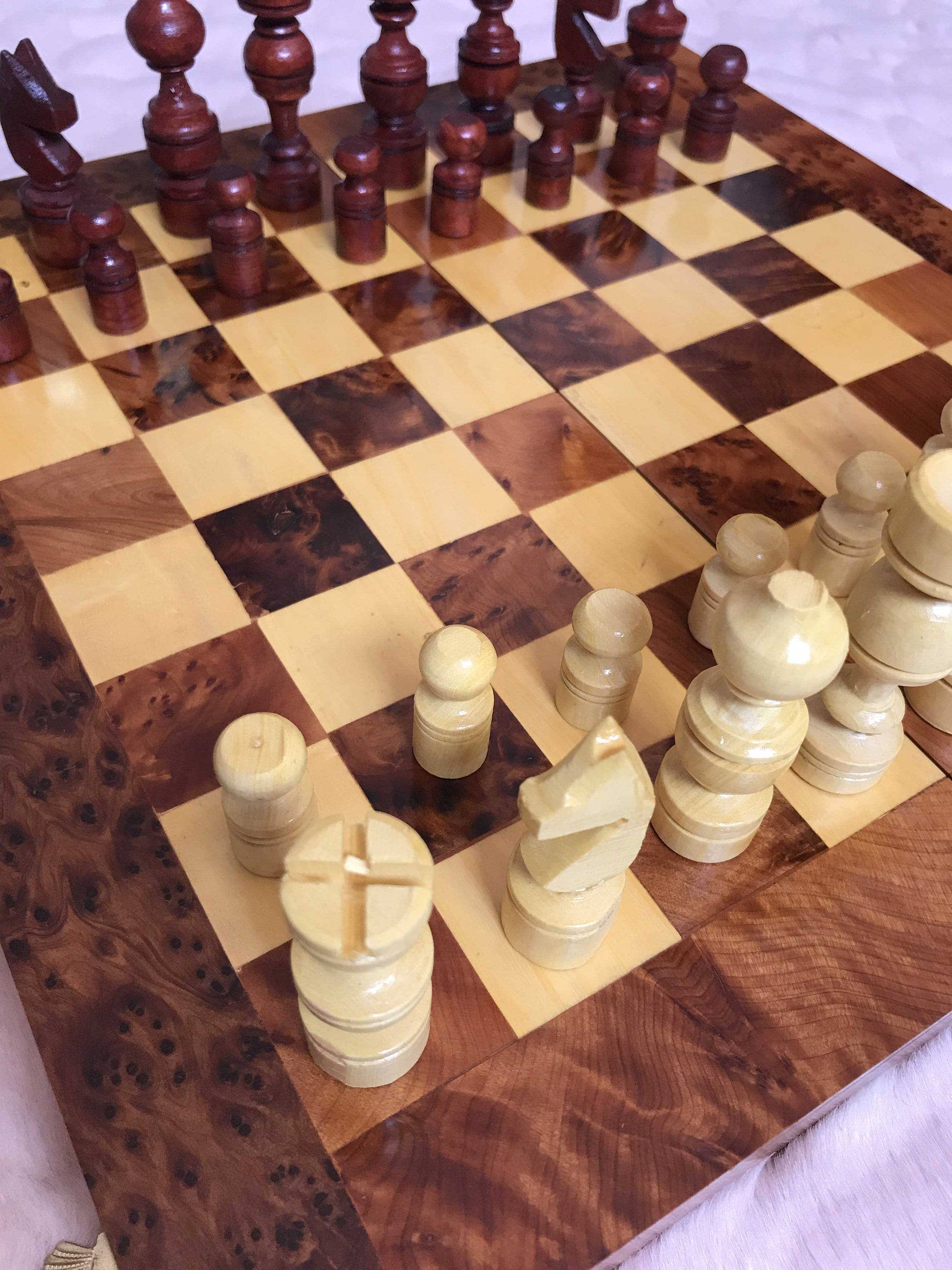 AtlasPerles – wholesale Jewellery box/organiser – Moroccan backgammon and chess set game,handmade chess - backgammon board games,one board multiple games,lemon thuya wooden games1