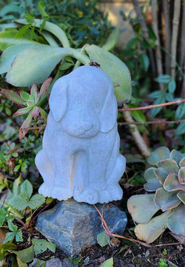 Backyard Stone Art – Großhandel Trittstein – Süßer Hundewelpe mit Schnecken-Trittstein aus Beton.2