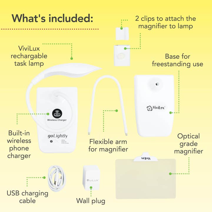 ViviLux LED Lights Magnifiers Lasers - Wholesale Accent/desk lamp - goLightly LED Craft Lamp - 3X Magnifier & Wireless Charger1