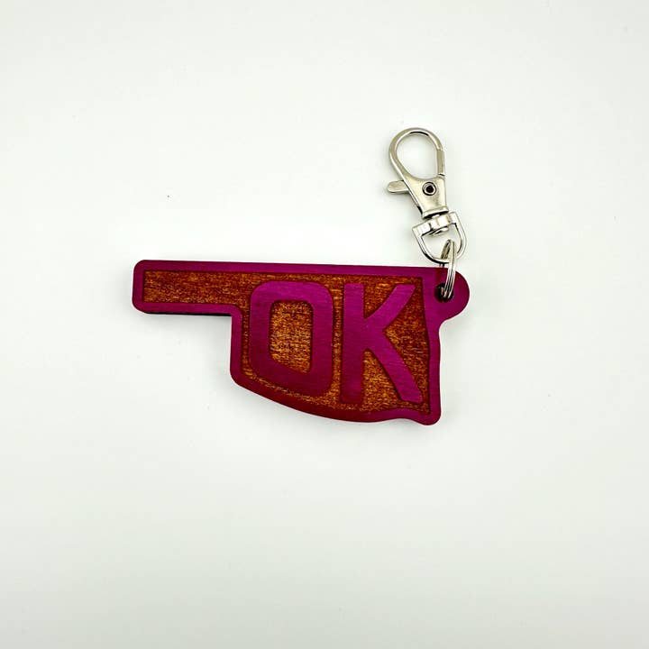 Stone Lion Engraving - Wholesale Keychain - Unisex - Oklahoma Wooden Keychains – Dusty Colors - Pack of 124