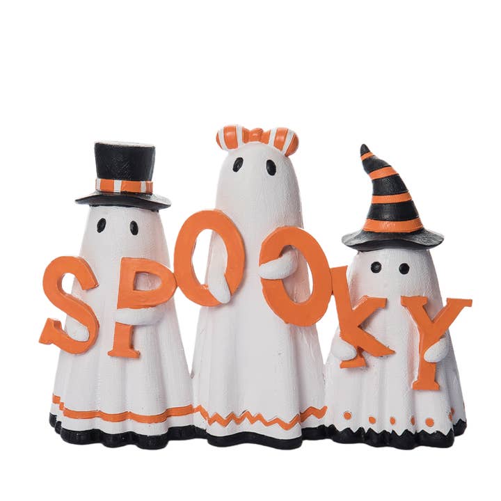 Cute Spooky Ghost Figurine Multicolored Halloween Decor for wholesale by Transpac